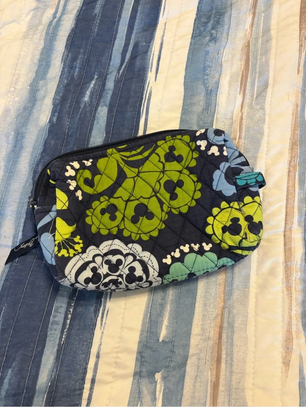 Vera Bradley Floral Zip Cosmetic Pouch in Navy, Lime & Sky